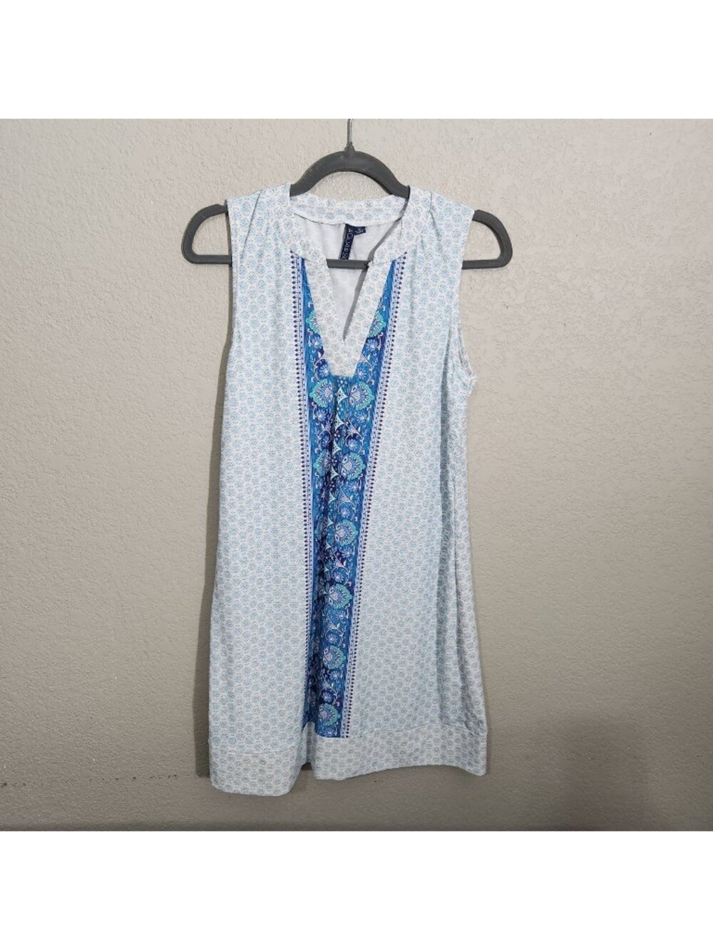 Aqua Et Sol Womens Sleeveless Shift Dress Size M Blue Floral Print